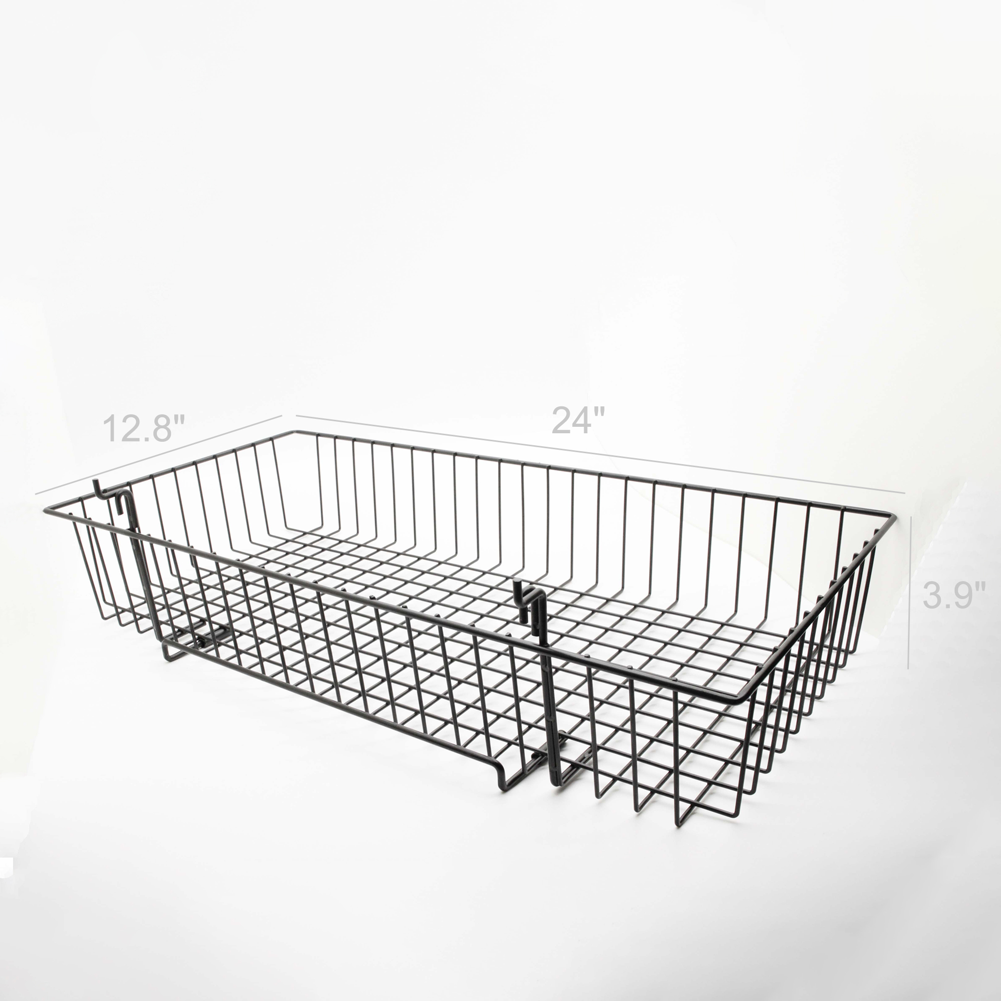 24x12" Metal Gridwall Basket Wire Holder Slatwall Hanging Basket Dump Bin